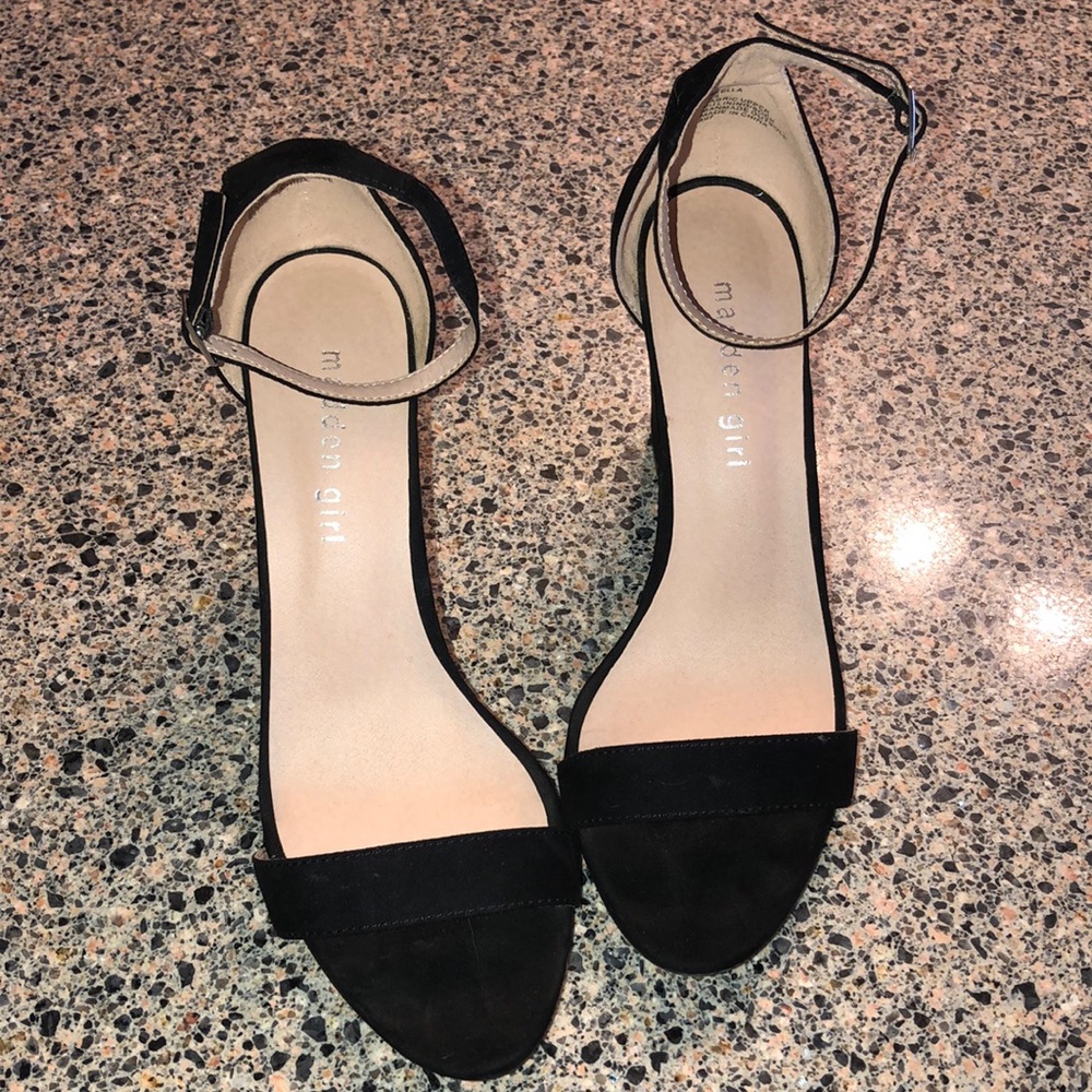 Madden Girl black suede strappy chunky wedge sandal